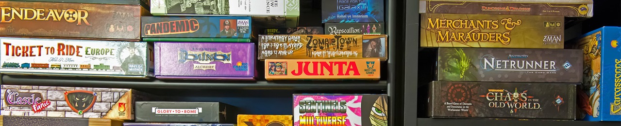 shelf full of board games